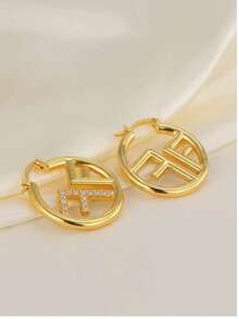 1pc Letter F High-End Earrings Light Luxury Niche Design Elegant Internet Celebrity Personalized Earrings New Ear Buckle Earrings - Letter F Earrings - View 16