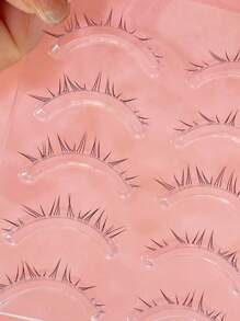 5 对自然纤细自然下睫毛，适合初学者，C 卷曲，透明软茎仿貂皮下睫毛条睫毛，睫毛，睫毛，假睫毛