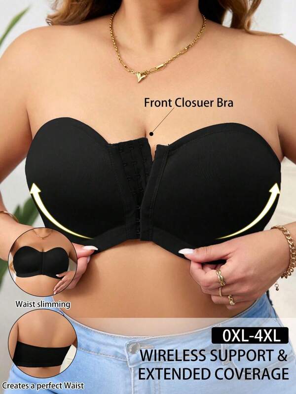 Plus Size Front Button Soft & Comfortable Wireless Bra