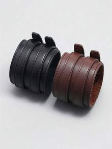 1pc Double Row Punk Style Leather Bracelet, Personalized Wrist Cuff Jewelry, Suitable For Daily Wear, Gift