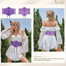 Lace Up Corset Belt For Women Elastic Waist Cincher Gothic Y2K Harness Belt Waspie For Costume Party Fashion - 深紫色 - 查看 2
