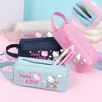  Sanrio Hello Kitty Kawaii New Style Simple Large Capacity Pencil Case, Dirt-Resistant Stationery Bag, Creative Pencil Box, Multi-Layer Zipper Pen Case, Holding 100 Pens, Back To School Stationery Bag, Back To School, School Supplies, Pencil Pouch, School Bag