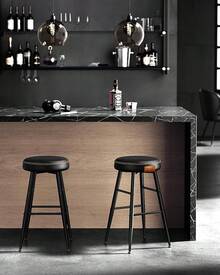 VASAGLE EKHO - Juego de 2 taburetes de Bar con Altura de mostrador, taburetes de encimera de Cocina, taburetes Modernos de Mediados de Siglo, taburetes de mostrador sin Respaldo de 63 - Negro (Negro tinta) - Ver 4