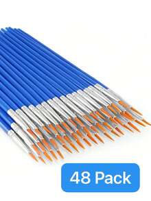 48 件套儿童和成人绘画刷套装 - 耐用尼龙毛艺术家画笔，适用于丙烯画/油画/水彩画 - 各种扁平和圆形笔尖，适用于画布、面部、美甲（散装美术用品）、返校 - 彩色 - 查看 17