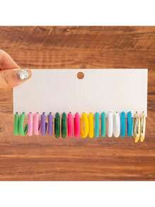 10-30 Pairs Acrylic Resin Bar C-Shape Two-Tone Long Chain Earring Sets