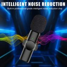 适用于 iOS Type-C 和安卓系统的无线领夹式麦克风，即插即用，专业降噪夹式麦克风，适用于内容创作和采访（50mAh 可充电电池）