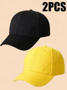 2 Pcs Solid Color Men's Outdoor Sun Protection Casual Hat, Minimalist Fashion Adjustable Comfortable Snapback Hat For Spring And Fall, Travel, Beach, Y2K Style For Teenagers - A - View 8