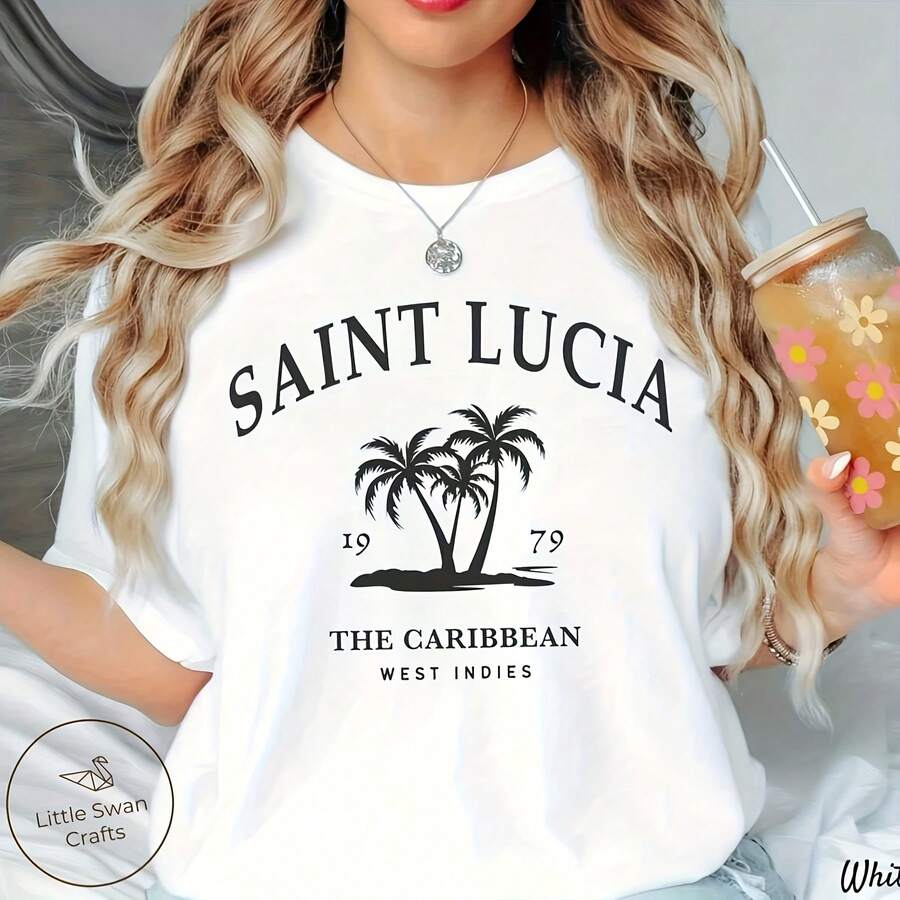 Saint Lucia Shirt, St. Lucia Island Caribbean T-Shirt, UniPlus Y2K, Retro Style, Streetwear, Graffiti Art, Bold Typography, Cowboy Core, Beach Vibes, Graduation Season, Summer Travel, Family Trip, Solo Adventure, Music Festival, Car Show, Motorcycle Ride, Skater Park, Urban Street, Baseball Game, College Reunion, Independence Day, Comic Con, Chill Weekend, Camping Night, Sunset Walk, Road Trip, City Explorer, Birthday Bash, Dance Battle, Tattoo Expo, Anime Fair, Hip Hop Night, Art Market, Surf Club, Retro Picnic, Vintage Fair, Street Dance Jam Tee - Black - View 1