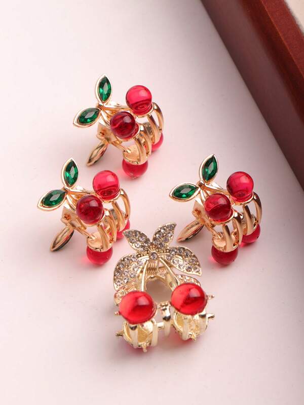 4pcs Yin Tao Element Designed Cute Mini Claw Hair Clips For Women