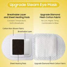 Máscara para ojos con vapor BeHoomi, paquete de 20 unidades. Máscara térmica para ojos, compresa caliente para ojos, máscara de vapor desechable con autocalentamiento para usar en casa, dormir, spa, artículos esenciales de viaje y regalos de relajación para mujeres (lavanda) - Manzanilla - Ver 4