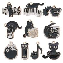 10pcs Zinc Alloy Black Cat Pendant DIY Necklace Earrings Bracelets Accessories Pet Keychain Pendant Charm Jewelry