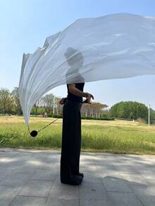 1pc Silk Veil + 1pc Poi Hammer Ball Women Belly Dance Silk Veil Poi Streamer Stage Props Colored Flags