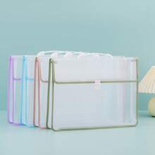 1 Clear File Bag, Exam Paper Bag, Student Large Capacity Waterproof Press Handbag, Schoolbag. School Supplies,Back To School - Multicolor - View 3