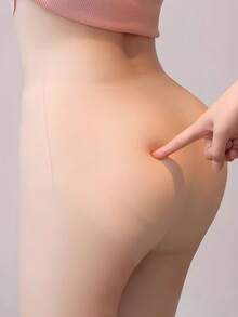 1pc Women's Abdomen Lifting Buttock Padded Triangle Shapewear Shorts, Smoothing Black Waist Cincher - Apricot - View 1