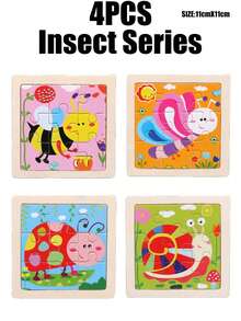 1/4/8pcs Kids 9-Piece Cartoon Animal Puzzle, Early Education Toys, Suitable For Boys And Girls, Gift Toys For Easter, Birthdays, Christmas - Multicolor - View 13