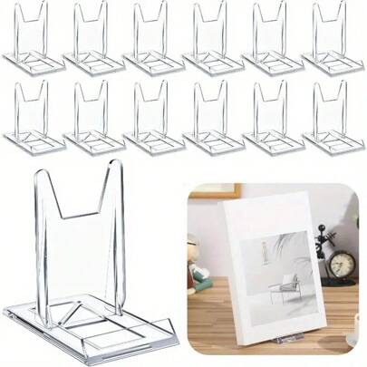 1pc Adjustable Clear Display Stand, Transparent Exhibitor Stand For Collectors, Home Office, Books, Photos, Shelves, Back-To-School Comics Albums, CDs, Magazines, Stamp Art School Supplies,Back To School