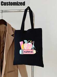 Customized Letters For Teacher'S Day Handbag,Printed Pattern Women'S Handbags, Reusable Shopping Bags, Foldable Large Capacity Casual Shopping Bags, Simple Bohemian Handbags, Suitable For Work, Travel, Shopping, Christmas Gifts For Women, Nurses, Teachers - Multicolor - View 13