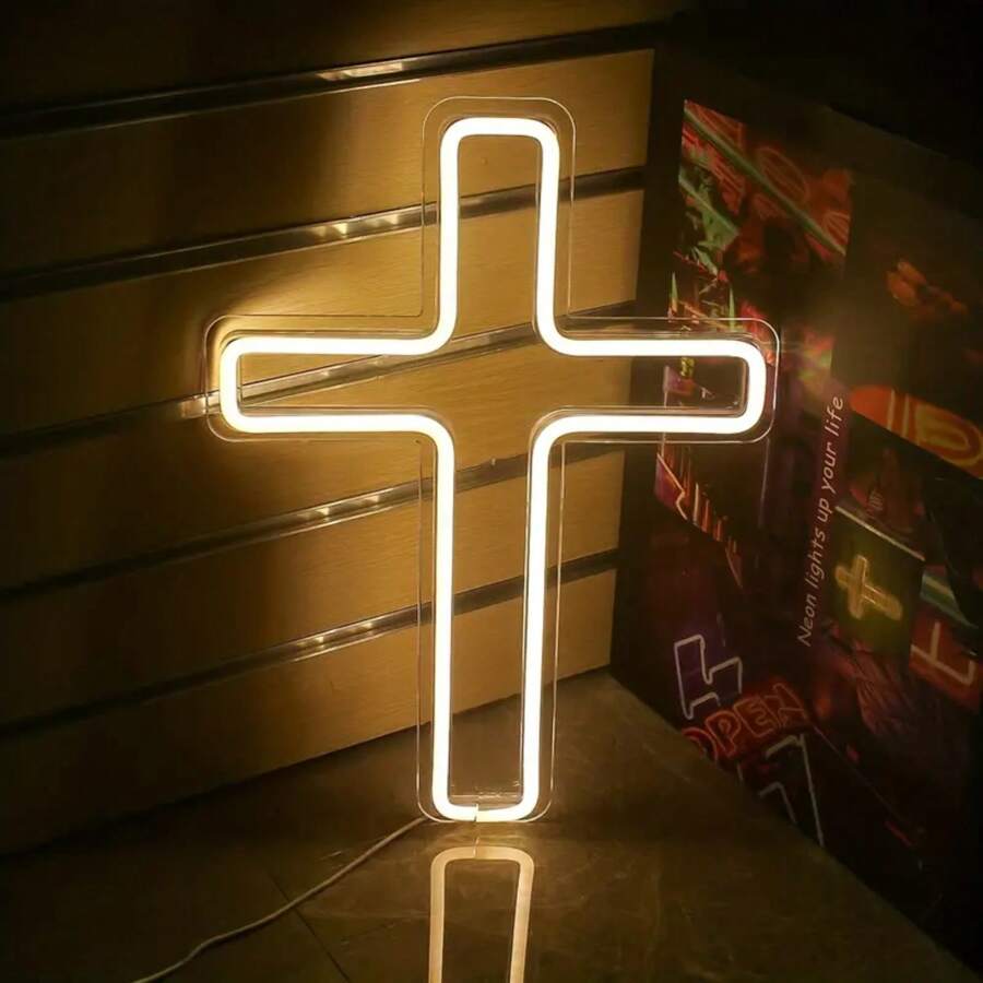 1 Stück USB Neon Kreuz Lampe, dekorative Beleuchtung für Partys, Bars, Schlafzimmer