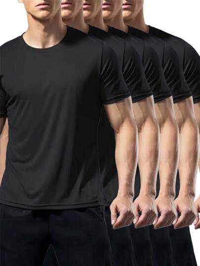 Men 5pcs Solid Undershirt
