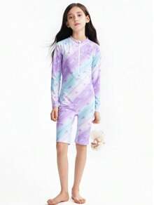 Annil Tween Girl Clothing For Girls Tween Girl Swimwear One-Piece Long Sleeve Suit Summer