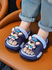 Zapatillas para niños, sandalias antideslizantes con diseño lindo de cachorrito para niños para usar dentro de la casa o en la ducha para niños pequeños