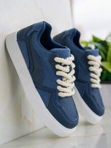 Scarpe da ginnastica sportive casual da uomo taglie comode, con tomaia in tela, adatte per uso all'aperto e pendolarismo con jeans, alla moda