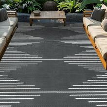 Falflor 150x245cm Outdoor Rug For Patios Waterproof Reversible Plastic Picnic Blanket Lightweight Garden Rug Plastic Camping Carpet For RV Backyard Beach Picnic Balcony(Grey) - Grey - View 8