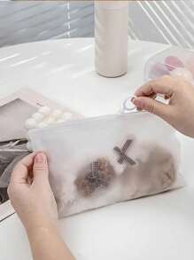 5 piezas/10 piezas Bolsas transparentes y con textura mate con cierre de cremallera para lencería, cosméticos, artículos de papelería y almacenamiento de artículos de viaje