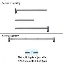 Adjustable Tension Rod - Made Of Stainless Steel With Plastic End Caps, Easy Installation Without Drilling, Suitable For Shower Curtains, Curtains, Closets, Balcony Drying - Available In Silver, Black, White And Grey Room Decor Bathroom Accessories Back To School
