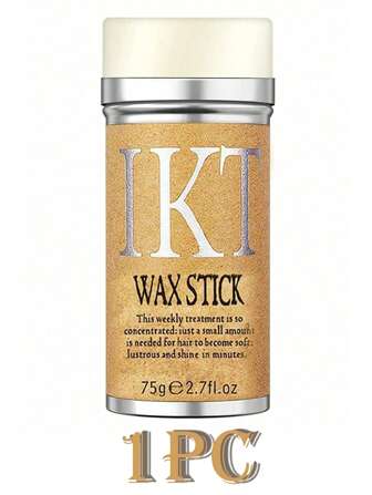 ikt Barra de cera para el cabello, cera de peinado para pelucas lisas, barra de fijación para el cabello sin grasa, pomada en barra para el cabello rebelde y encrespado - 75g