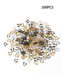 100 件铜夹扣线头扣压接珠 U 形连接器线线保护器适用于 DIY 项链手链珠宝制作配件