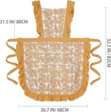 Vintage Pinafore Apron Dress Women With Pockets Cute Floral Chef Aprons Kitchen Cooking Baking Gardening - 甜瓜黃 - 查看 2