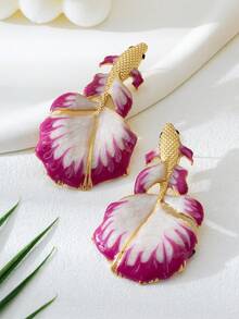 1 Pair Red Wedding Dress Ruffle Design Resin Goldfish Earrings - Betta Fish Earrings - View 10