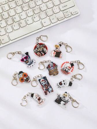 1 件亚克力卡通恐怖人物小丑脸恐怖人物主题动漫钥匙扣配件背包装饰/包饰/书包配件/钱包吊坠/朋友礼物汽车配件学校背包可爱哥特 Y2k 包配件挂绳带身份证夹圣诞节