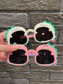2pcs Girls & Boys Summer Casual Cute Cartoon Dinosaur Decorative Mirrors, Suitable For Travel And Photography - Multicolor - View 3