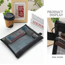 1/3 Stücke graue und schwarze Reisetasche für Kosmetik, aus Nylonmaterial gefertigt, geeignet zum Aufbewahren von Lippenstift, Puder, Lipgloss, Lotion, Handcreme und anderen Damen-Kosmetikartikeln. Zusätzlich können darin auch Alltagsgegenstände wie Masken, Stifte und Radiergummis aufbewahrt werden.