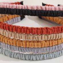 7pcs. Korean-Style Fashionable Hair Band, Bright Color Series, Artistic Pleated Hair Band, Wear When Going Out To Wash Face, Highly Attractive Level Hair Clip, Geometric Pattern, Casual Casual Polyester Fiber (Polyester) Hair Accessory, Four Seasons