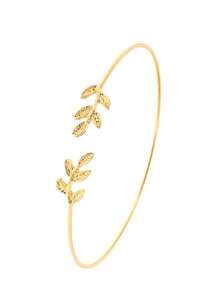 1 件镀金（0.03μm 厚度）叶形锆石开口袖口手链