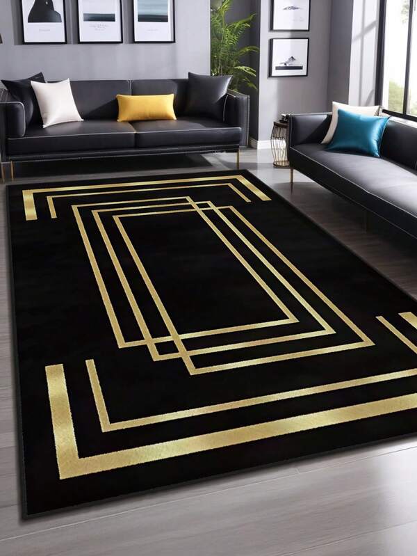 1pc Deft Velvet Material Ombre Geometric Pattern Decorative Carpet, Soft Fabric Machine Washable, Suitable For Indoor & Outdoor Decoration In Living Room, Bedroom, Dining Room And Office