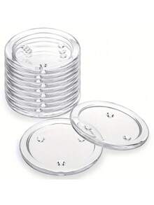 1/3/6 件透明圆形烛台玻璃圆形烛台杯垫盘，透明柱状烛台茶灯盘，玻璃杯垫盘套装蜡烛适用于婚礼、派对、家居装饰