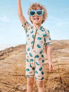 Balabala Traje de baño de una pieza para niños y niñas, protección solar para bebés, resistente al cloro - tinte verde - Ver 1