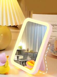 1 件带触摸屏的 LED 化妆镜、3 种灯光模式、便携式支架和可折叠小镜子、带灯旅行化妆镜、带灯梳妆镜、可充电 1500mAh 电池、3 色灯光模式调光 LED 照明镜、化妆旅行配件