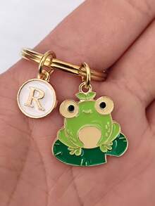 个性化青蛙钥匙扣礼物，适合男孩和女孩 - 綠色 - 查看 3