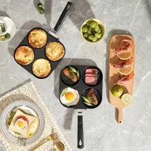 Ein 4-Tassen Antihaft-Gusseisen-Pfanne, geeignet zum Braten von Eiern, Pfannkuchen und Burgern - eine vielseitige stromfreie Frühstückspfanne ideal zum Braten, Andünsten und Zubereiten von Pizza-Desserts, perfekt für den Einsatz zu Hause und im Restaurant.