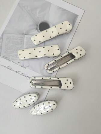 2pcs Women's Fashion Cute Polka Dot Asymmetrical Geometric Hair Clips, Suitable For Everyday Use Claw Clips Hair Claws Hair Barrettes, Hair Accessories