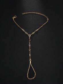 1 件新款几何指环手链，简约女士珠宝，时尚风格，高端水钻手链