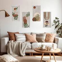 4 Stücke bohemischer Stil Holzhandwerkskunst Wanddekoration, ländlicher Stil Hof Garten hängende Cut Out Wandkunstdekoration, Bauernhaus Wohn- und Schlafzimmer Heimdekoration, ländlicher pastoraler Stil zum Aufhängen, Hotel Veranda Dekorationshandwerk