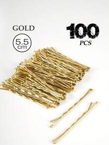 150/100/50个装黑色金属实心休闲波浪发夹，适合女性和女孩，防滑发夹，适用于所有发质，适合日常使用和发型设计，可用作学校用品、发饰、头部饰品、女士发饰、发夹，适合夏季、假期、旅行、节日、派对等场合。 - 金色 - 查看 21
