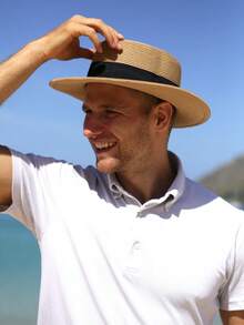 Straw Beach Sun Hats For Women Men Summer Fedoras Boater Hat Packable SPF UV Protection Hats For Women Travel…, Khaki-Dark Orange, Large - Straw Hat - View 5