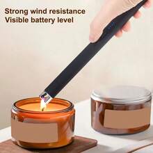 1Pc Type-C Plasma Windproof Kitchen Charging Lighter For Candle Gas Stove Arc Barbecue Aromatherapy Lighter, Indoors And Outdoors Igniter - Black - View 2